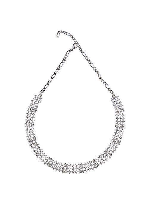 Silver Plated Cubic Zirconia Party Bling Necklace And Earring Set For Women