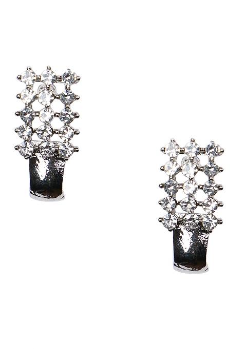 Silver Plated Cubic Zirconia Party Bling Necklace And Earring Set For Women