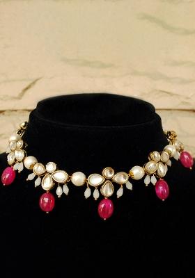 Kundan And Red Stone Necklace Set