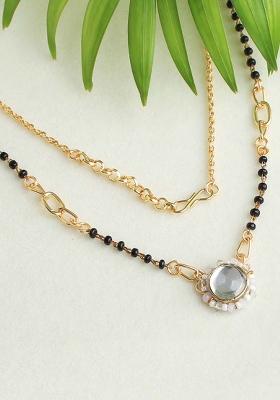 Kundan Drop White Beads Mangalsutra