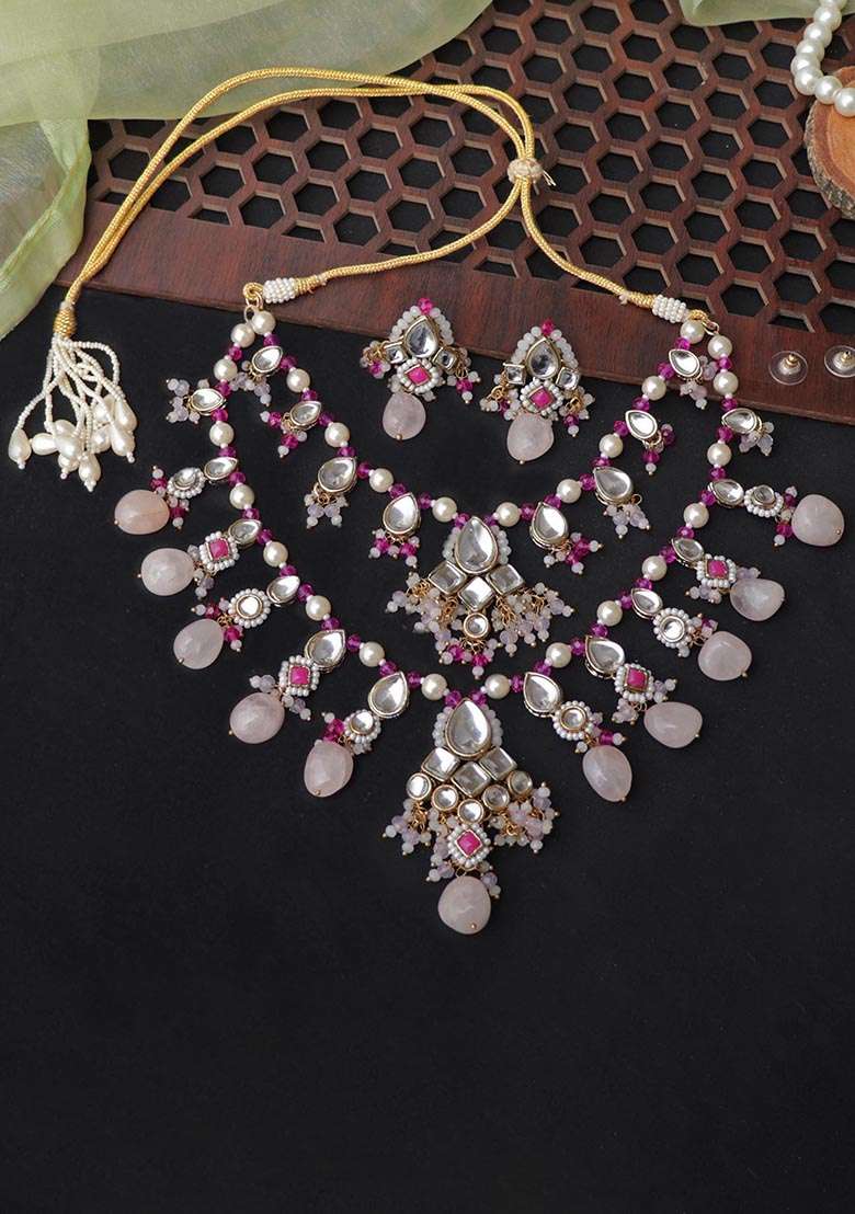 Gulabi Affair Kundan Necklace Set - Indya