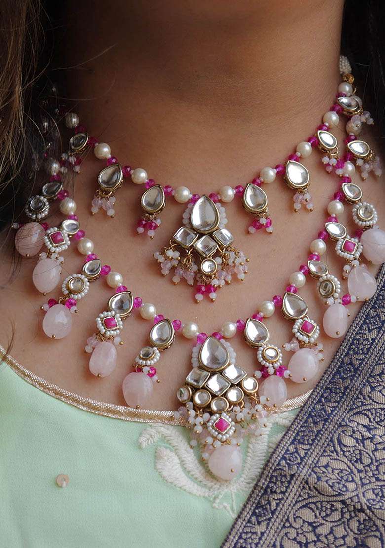 Gulabi Affair Kundan Necklace Set - Indya