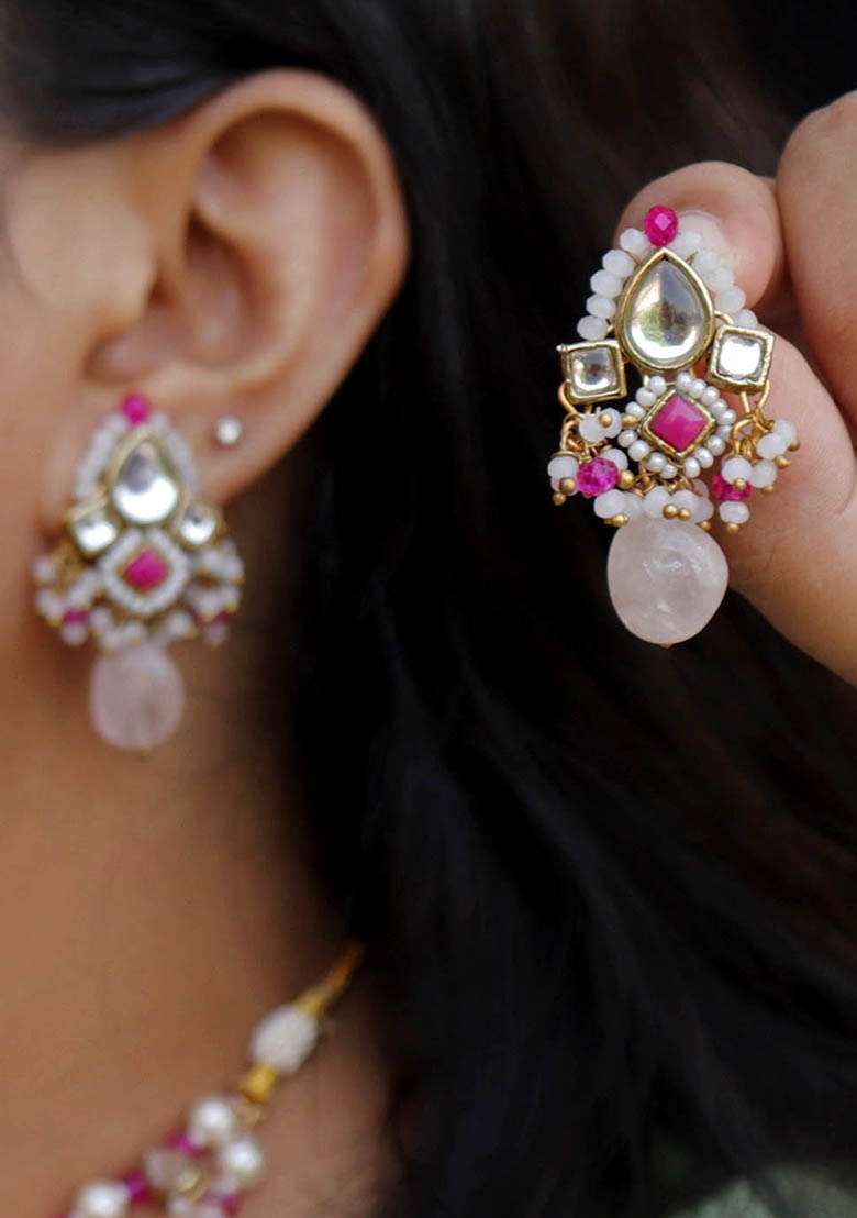 Gulabi Affair Kundan Necklace Set - Indya