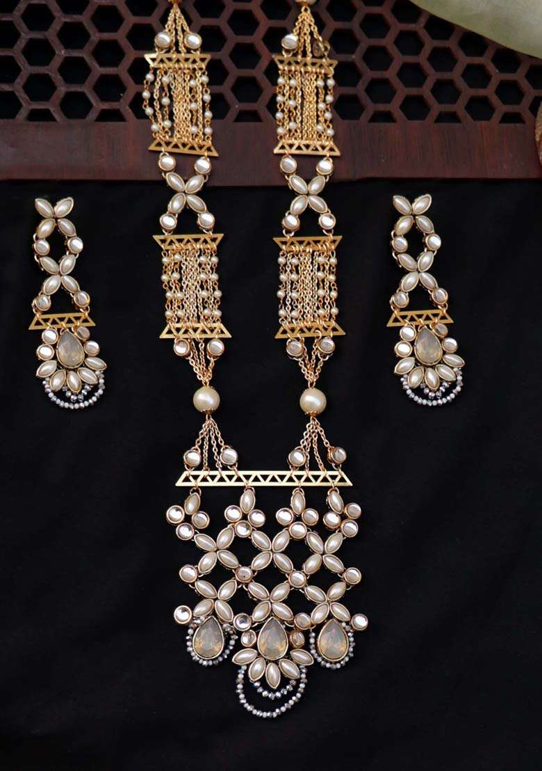 Celestial Kundan Long Necklace Set - Indya