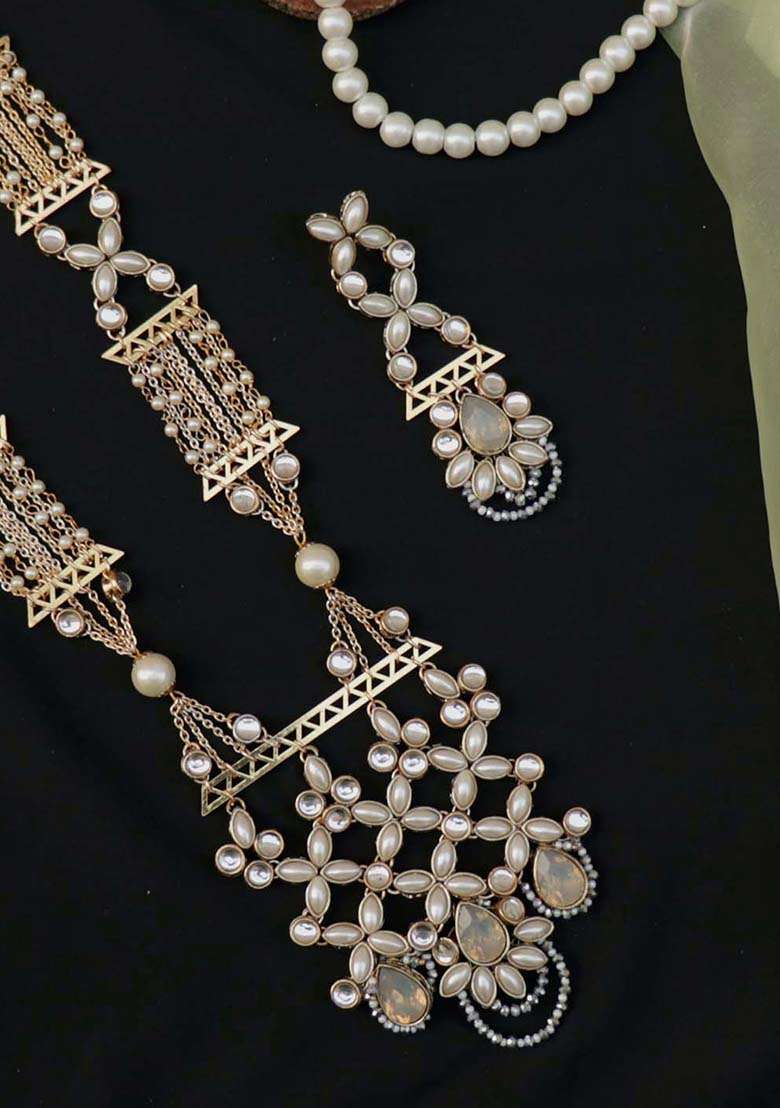 Celestial Kundan Long Necklace Set - Indya