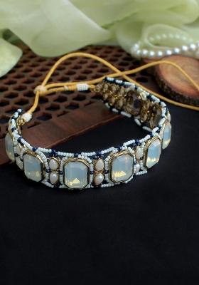 Blue Crystal Studded Choker Set