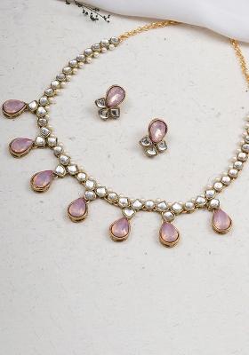 Light Pink Crystal Kundan Necklace