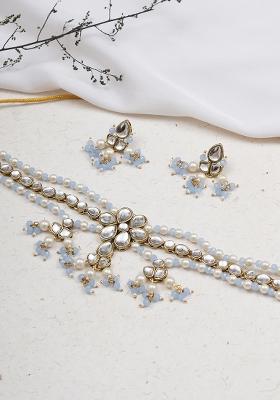 Dual Tone Kundan Necklace Set
