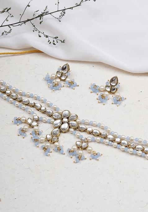 Dual Tone Kundan Necklace Set