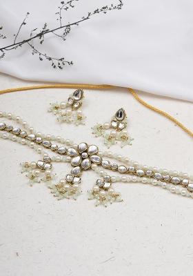 Dual Tone Kundan Necklace Set
