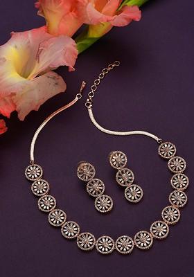Rose Gold Plated American Diamond Studded Jewellery Set