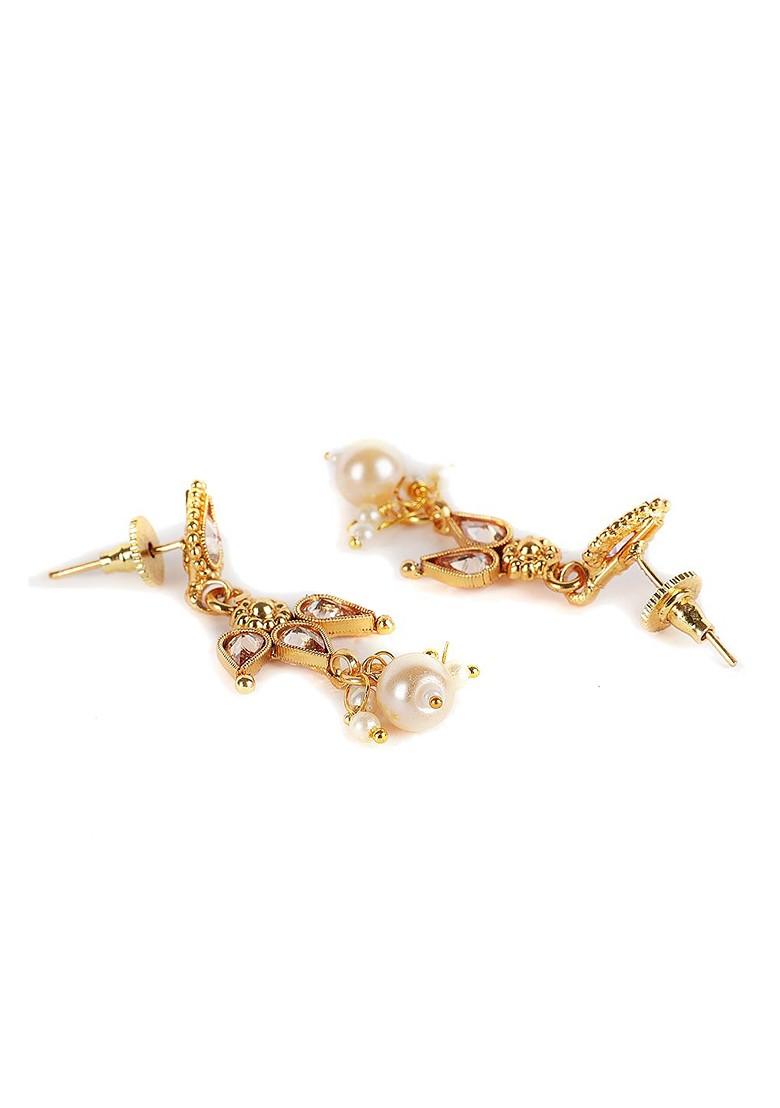 Gold Plated Kundan Studded Jewellery Set - Indya