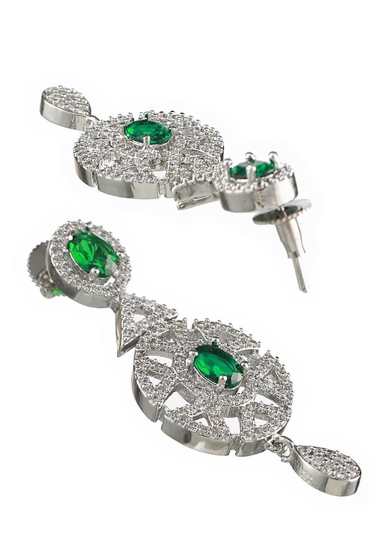 Silver Plated Ad Studded Jewellery Set