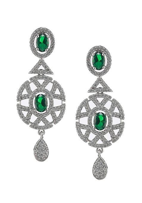 Silver Plated Ad Studded Jewellery Set