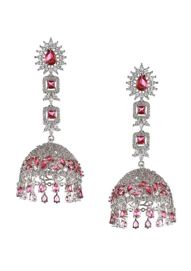 Silver Plated Ad Studded Jewellery Set