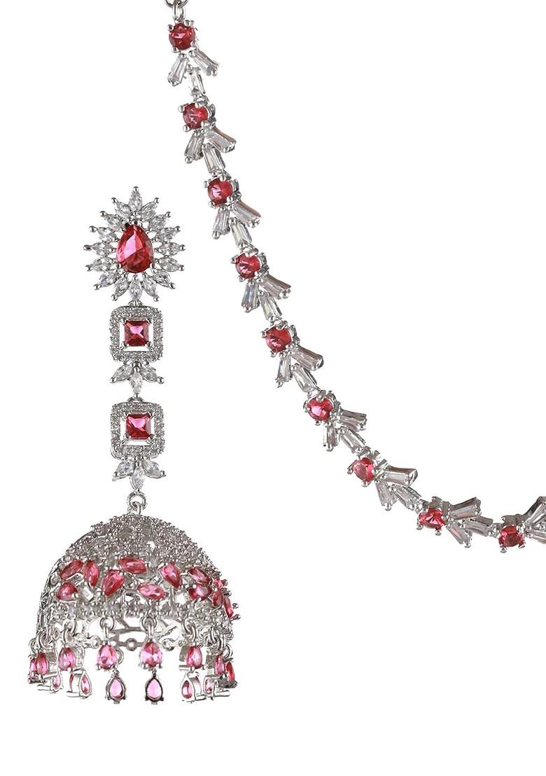 Silver Plated Ad Studded Jewellery Set