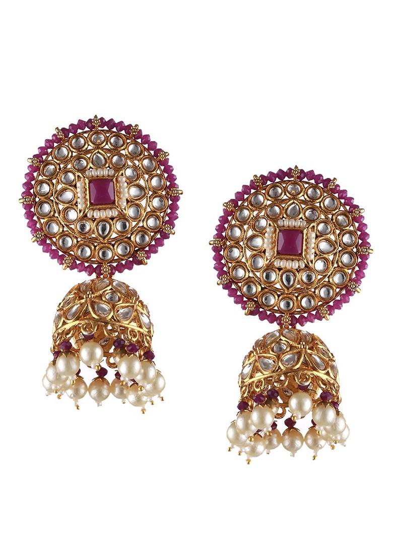 Gold Plated Kundan Studded And Pearl Beaded Choker Jewellery Set With Maangtikka - Indya