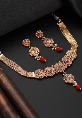24K Gold Plated Stone Studded Jewellery Set