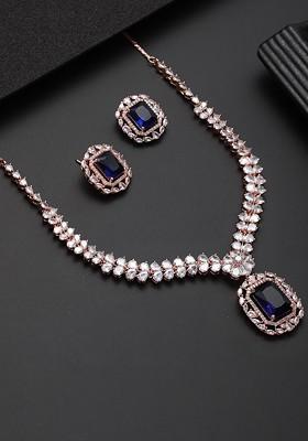 Rose Gold Plated American Diamond Studded Jewellery Set