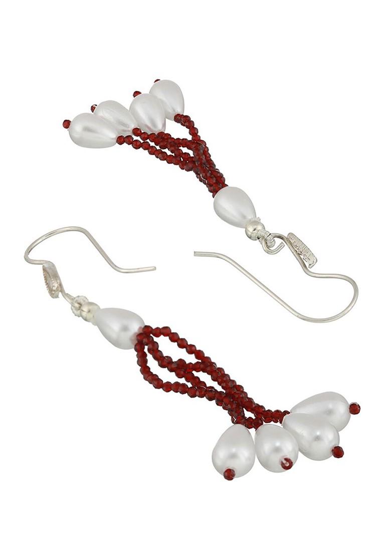 Silver Plated Beaded Necklace And Earrings