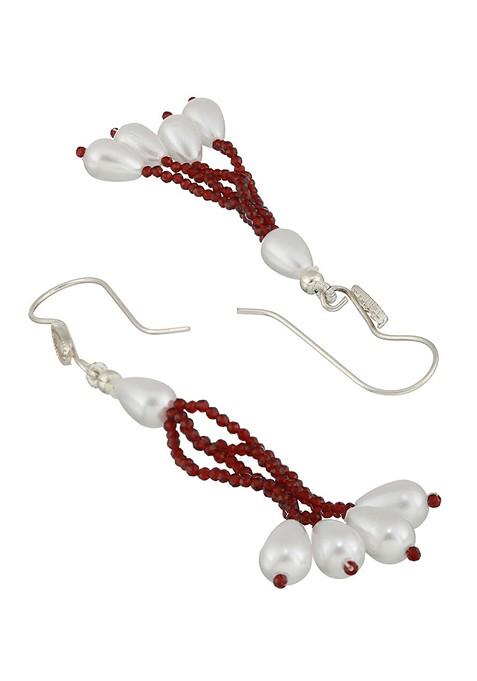 Silver Plated Beaded Necklace And Earrings