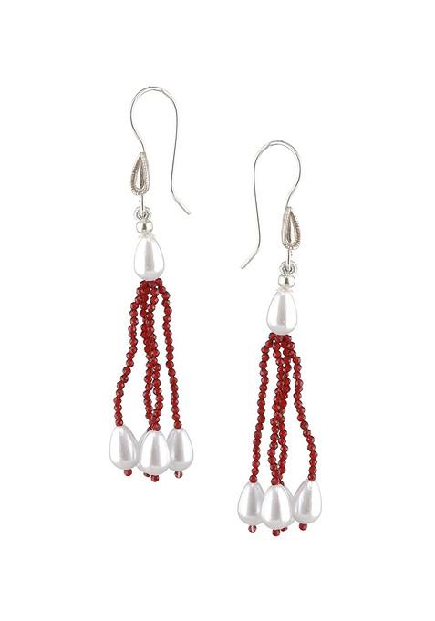 Silver Plated Beaded Necklace And Earrings