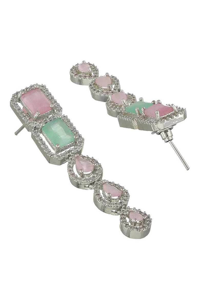 Silver Plated Ad Studded Jewellery Set