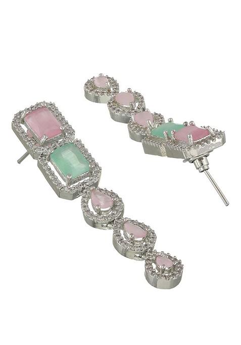Silver Plated Ad Studded Jewellery Set