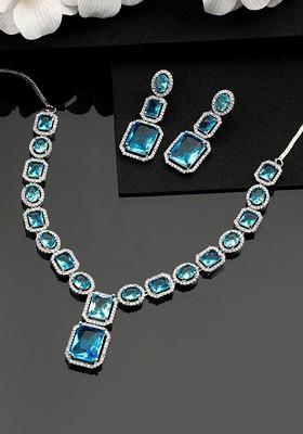 Sliver Plated And Ad Studded Jewellery Set