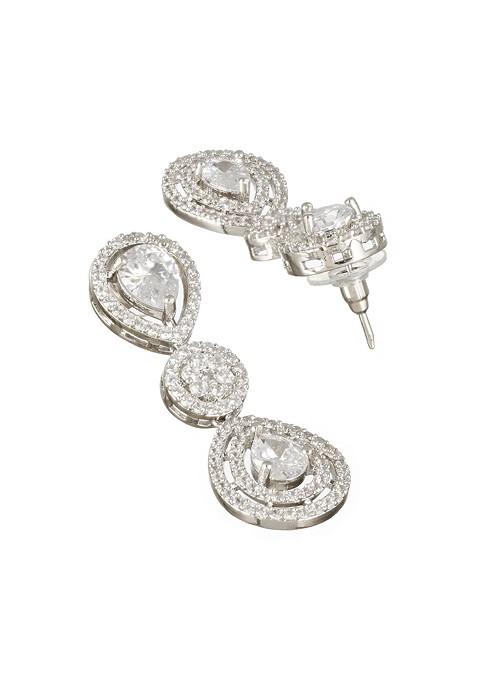 Silver Plated Ad Studded Jewellery Set