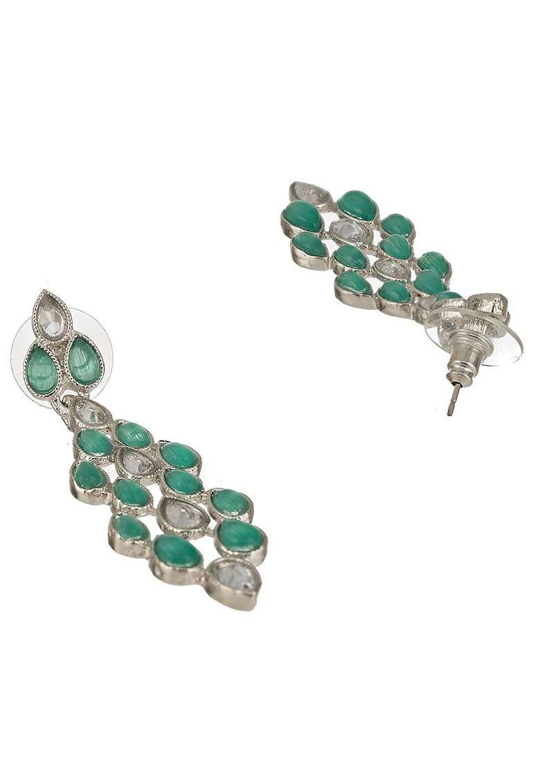 Silver Plated American Diamond Studded Jewellery Set - Indya