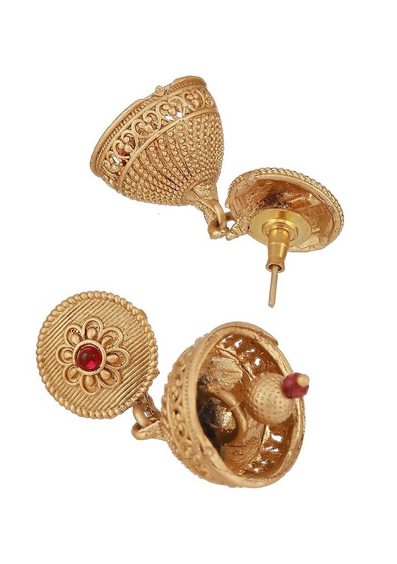 Gold Plated Artificial Stones And Beads Studded Necklace Set