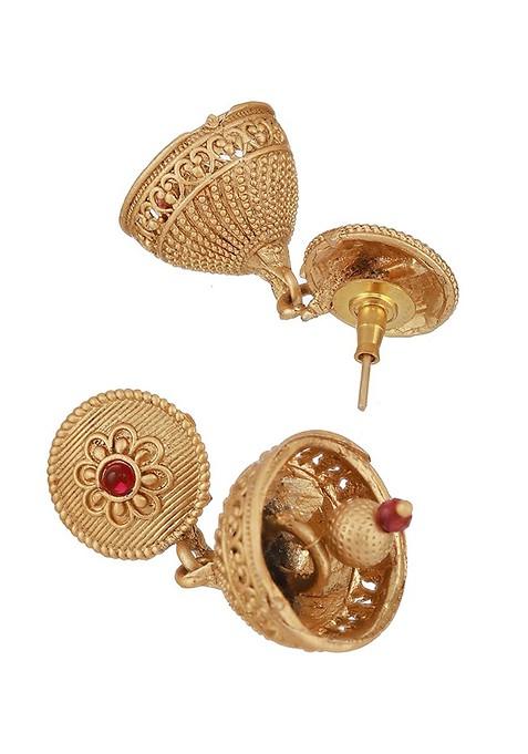 Gold Plated Artificial Stones And Beads Studded Necklace Set