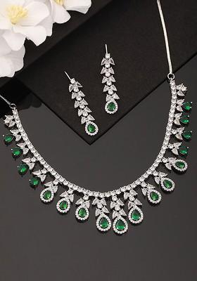 Rhodium Plated And Ad Studded Jewellery Set