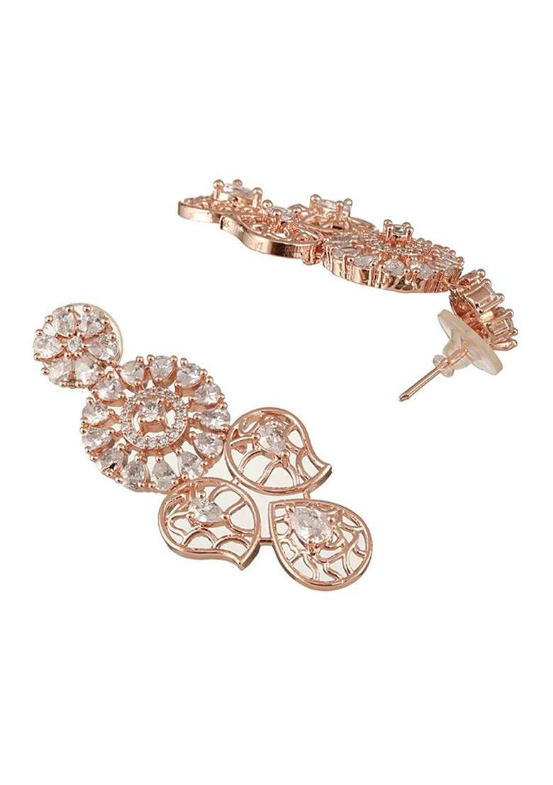 Rose Gold Plated American Diamond Studded Jewellery Set - Indya