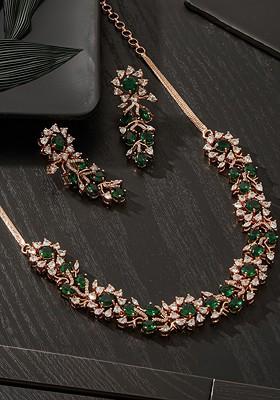 Rose Gold Plated American Diamond Studded Jewellery Set