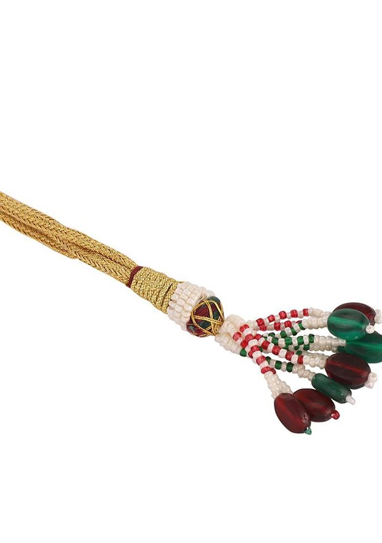 22K Gold Plated Stones Studded And Beaded Jewellery Set - Indya