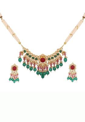 22K Gold Plated And Kundan Studded Set