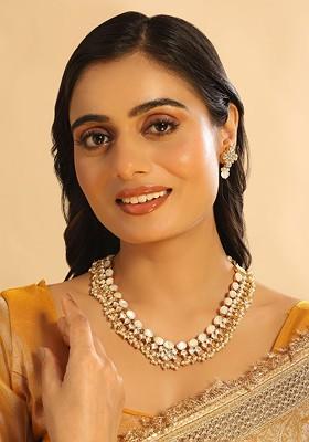 Gold Plated Kundan Studded Jewellery Set