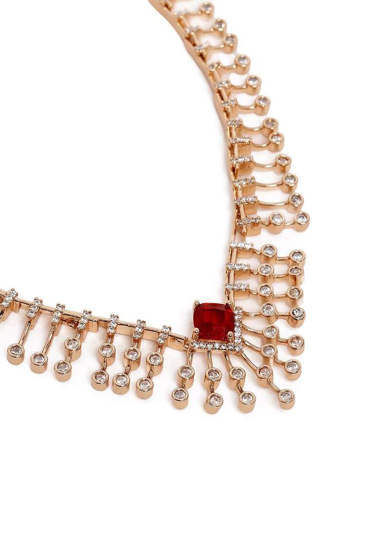 Rose Gold Plated Cubic Zirconia Jewellery Set - Indya