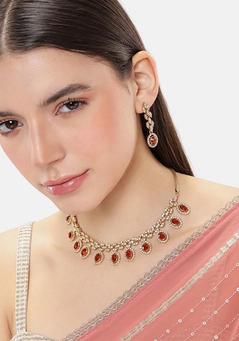 Rose Gold Plated Cubic Zirconia Jewellery Set