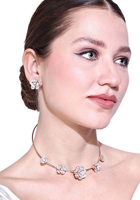Rose Gold Plated Crystal Studded Jewellery Set