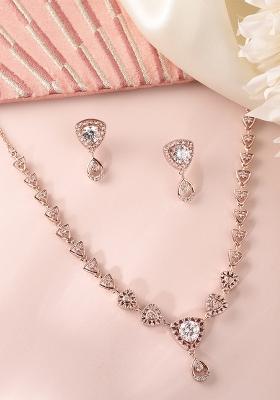 Rose Gold Plated Cubic Zirconia Jewellery Set