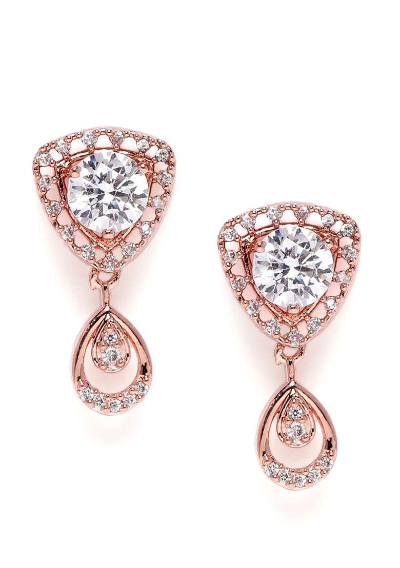 Rose Gold Plated Cubic Zirconia Jewellery Set - Indya
