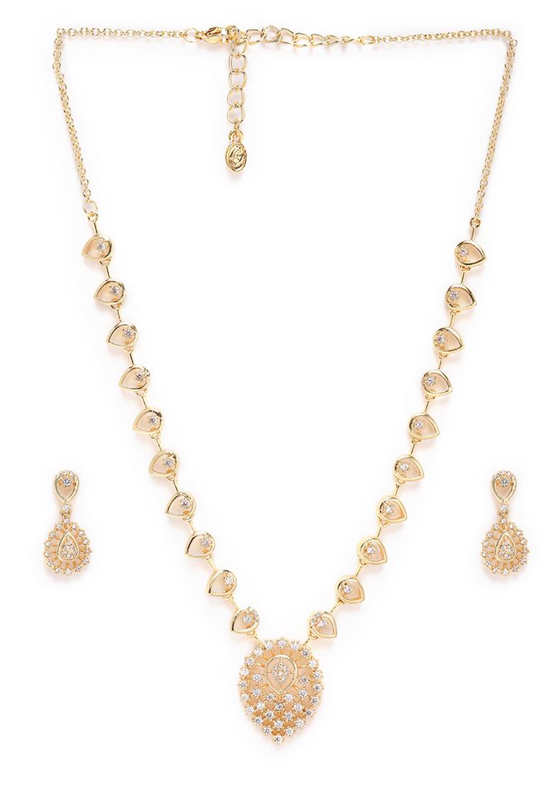 Gold Plated Cubic Zirconia Jewellery Set - Indya