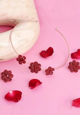 Rose Gold Plated Stone Studded Jewellery Set