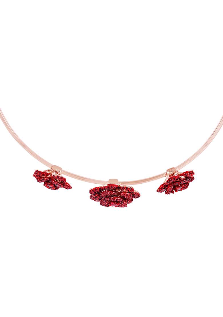 Rose Gold Plated Stone Studded Jewellery Set - Indya
