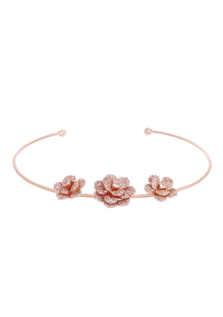 Rose Gold Plated Ad Studded Jewellery Set - Indya
