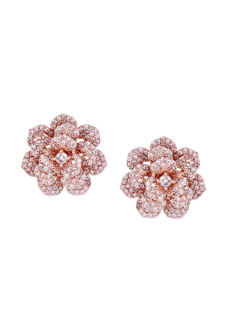 Rose Gold Plated Ad Studded Jewellery Set - Indya