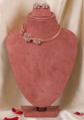 Rose Gold Plated Ad Studded Jewellery Set